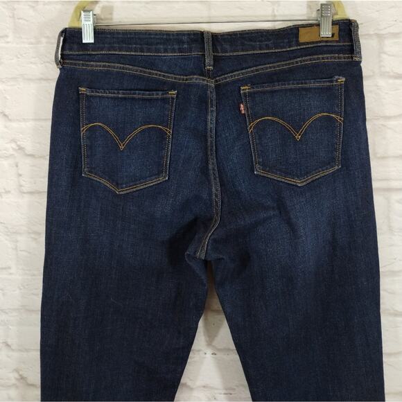L Levi's Women Demi Curve Dark Blue Wash Mid Rise Boot Bootcut Denim Jeans 16 33 - Picture 7 of 11